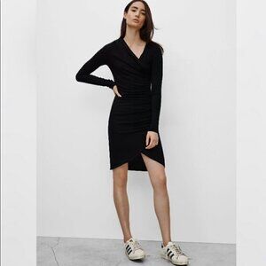 ARITZIA Wilfred Free Black Klum Faux-wrap Dress